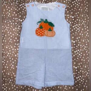 Seersucker Pumpkin Shortalls